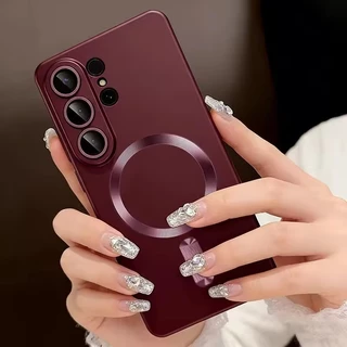 SAMSUNG สีทึบใหม่พร้อมเคสแม่เหล็กสําหรับSamsung Galaxy S26 S25 S24 S23Ultra Plus A17 A16 A56 A55 A15 5GSilicone Soft TPUเคสโทรศัพท์ฝาครอบ
