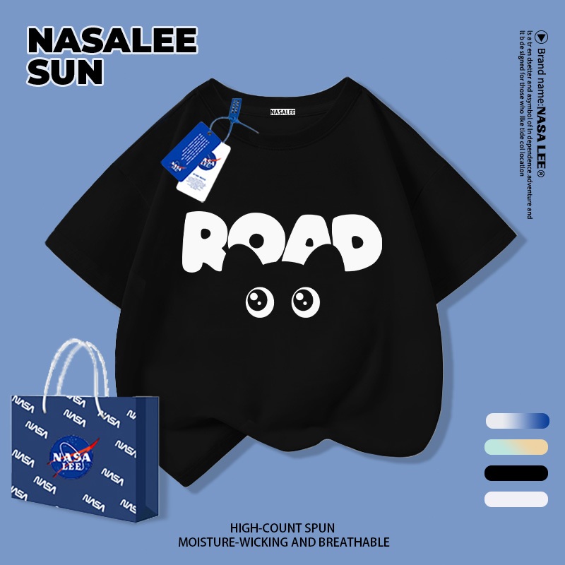 [จัดส่งในวันเดียวกัน] เด็กผ้าฝ้ายสีดําเสื้อยืดการออกแบบการ์ตูนความรู้สึกตัวอักษรการพิมพ์สนุกฤดูร้อนเสื้อผ้าระบายอากาศแขนสั้นเหมาะสําหรับ 3-16ชายหญิง