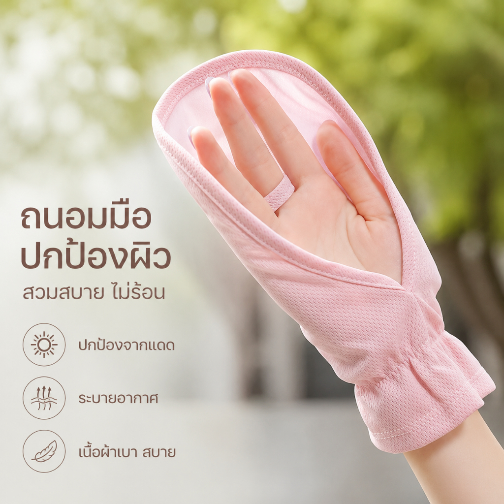 ถุงมือกันแดด UPF50+ กันลื่น สัมผัสหน้าจอ ระบายอากาศ สำหรับขับรถ กัน UV Sun Protection Gloves SQ010