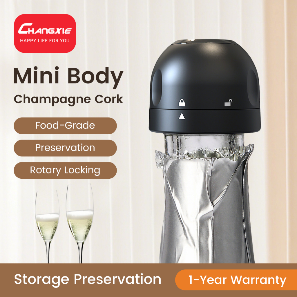 CHANGXIE แชมเปญ Champagne Stopper จุกปิดขวดแชมเปญ ฝาขวดแชมเปญ ที่ปิดแชมเปญ จุกสปาร์กลิงไวน์ จุกขวดโซดา จุกขวดเบียร์ จุกอเนกประสงค์ รองรับปากขวดเส้นผ่าศูนย์กลาง 18-19 มม.