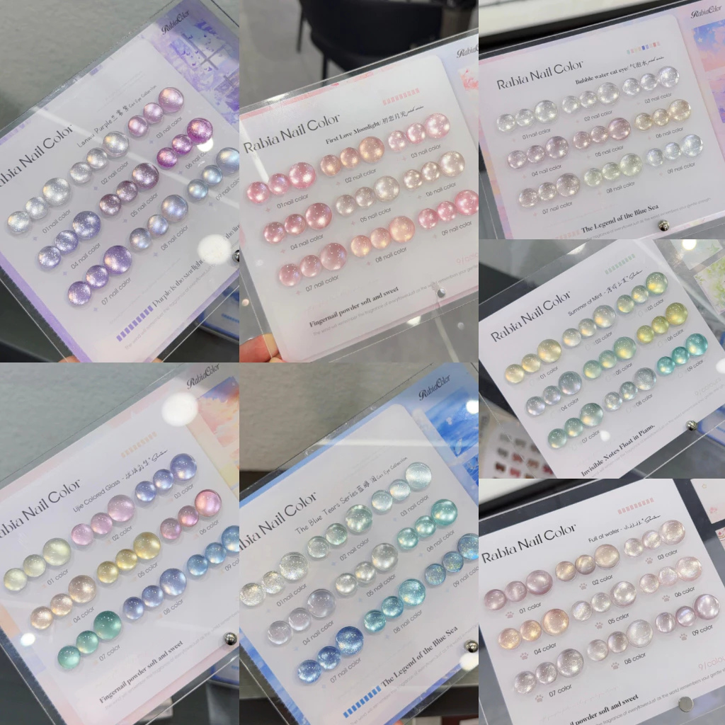 【พร้อมส่ง】 มี 12 รุ่น RABIA 9 สี สีเจลแคทอายเนื้อซาติน + สีเจลแคทอายลูกแก้ว สีสวยแน่นชัด ติดทนนาน พร้อมชาร์ทโชว์