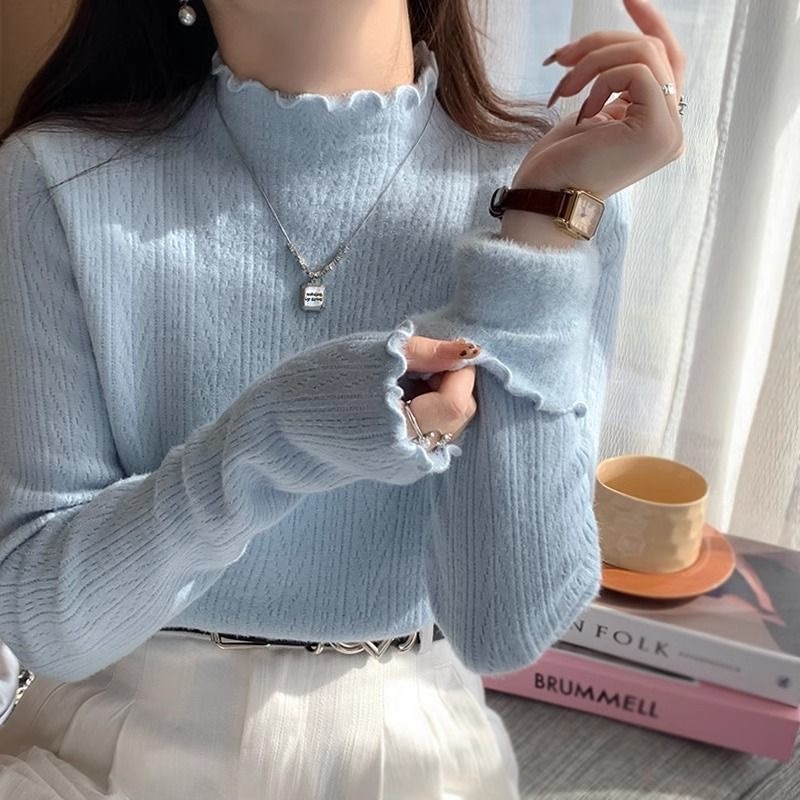 ซับในขนแกะหนา จุดต่ําสุด เสื้อผู้หญิงฤดูใบไม้ร่วงฤดูหนาวรูปแบบใหม่สลิมฟิต บาง-พอดี