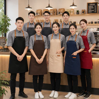 ผ้ากันเปื้อนบาริสต้ากันน้ํา Cafe Chef ผ้ากันเปื้อนครัวโลโก้ที่กําหนดเองร้านอาหาร Workwear Unisex คลังสินค้าพร้อม