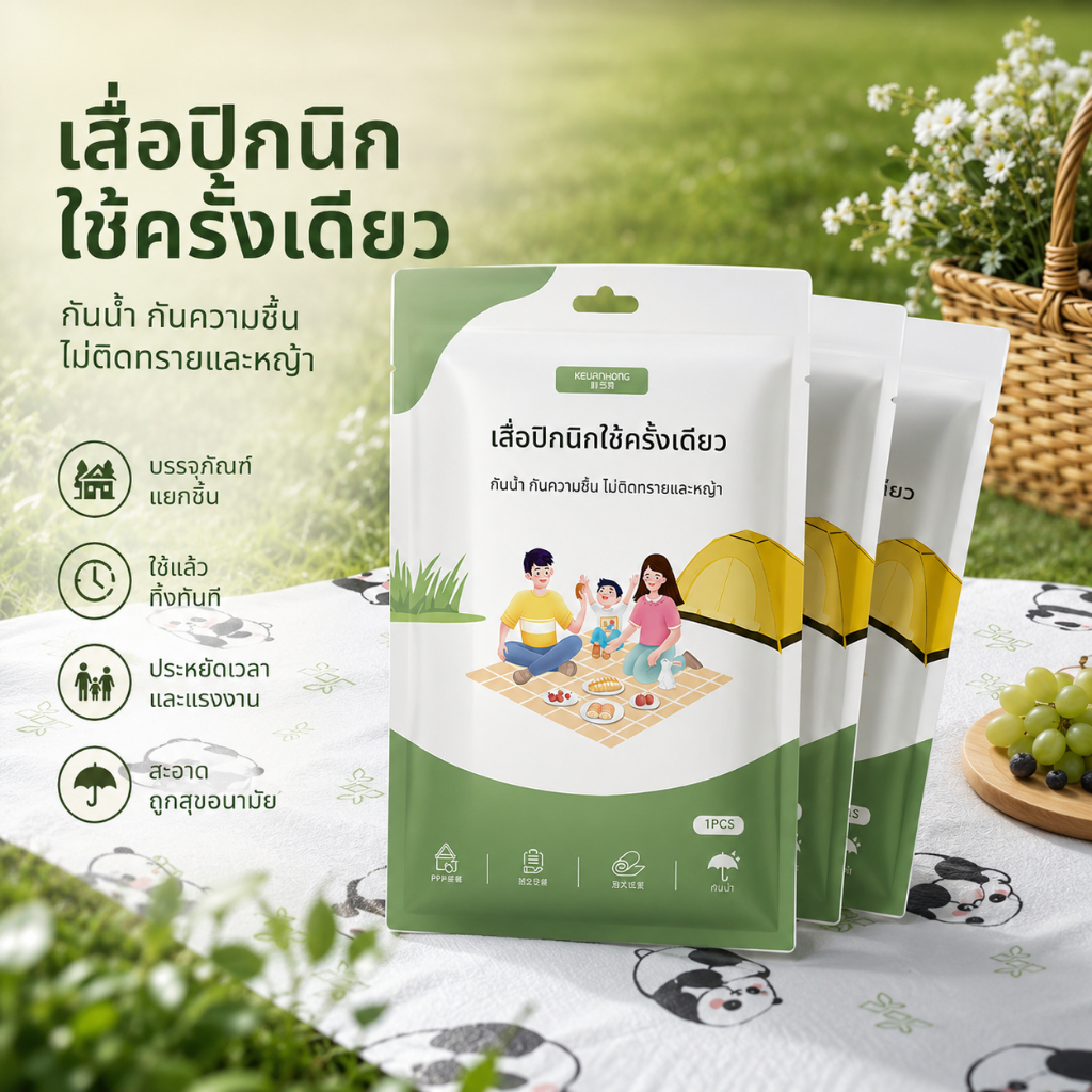 เสื่อปิกนิก กันน้ำ กันชื้น พับได้ พกพาง่าย สำหรับตั้งแคมป์ ปิกนิก และกิจกรรมกลางแจ้ง Picnic Mat SQ008