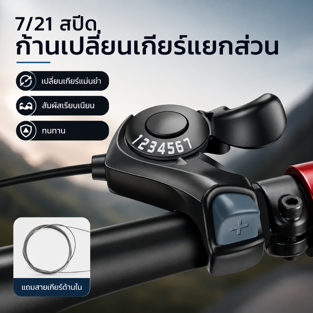 TX30 มือเกียร์จักรยานเสือภูเขา 21 สปีด ชุดเกียร์แยก เปลี่ยนเกียร์ลื่น อะไหล่จักรยาน SQ026