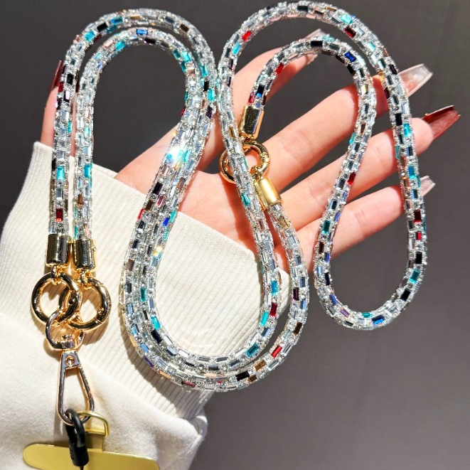 Three-in-One Super กระพริบ Rhinestone โทรศัพท์มือถือ Messenger Lanyard สายรัดข้อมือแฟชั่น High-End All-Match กลางแจ้งสายคล้อง Anti