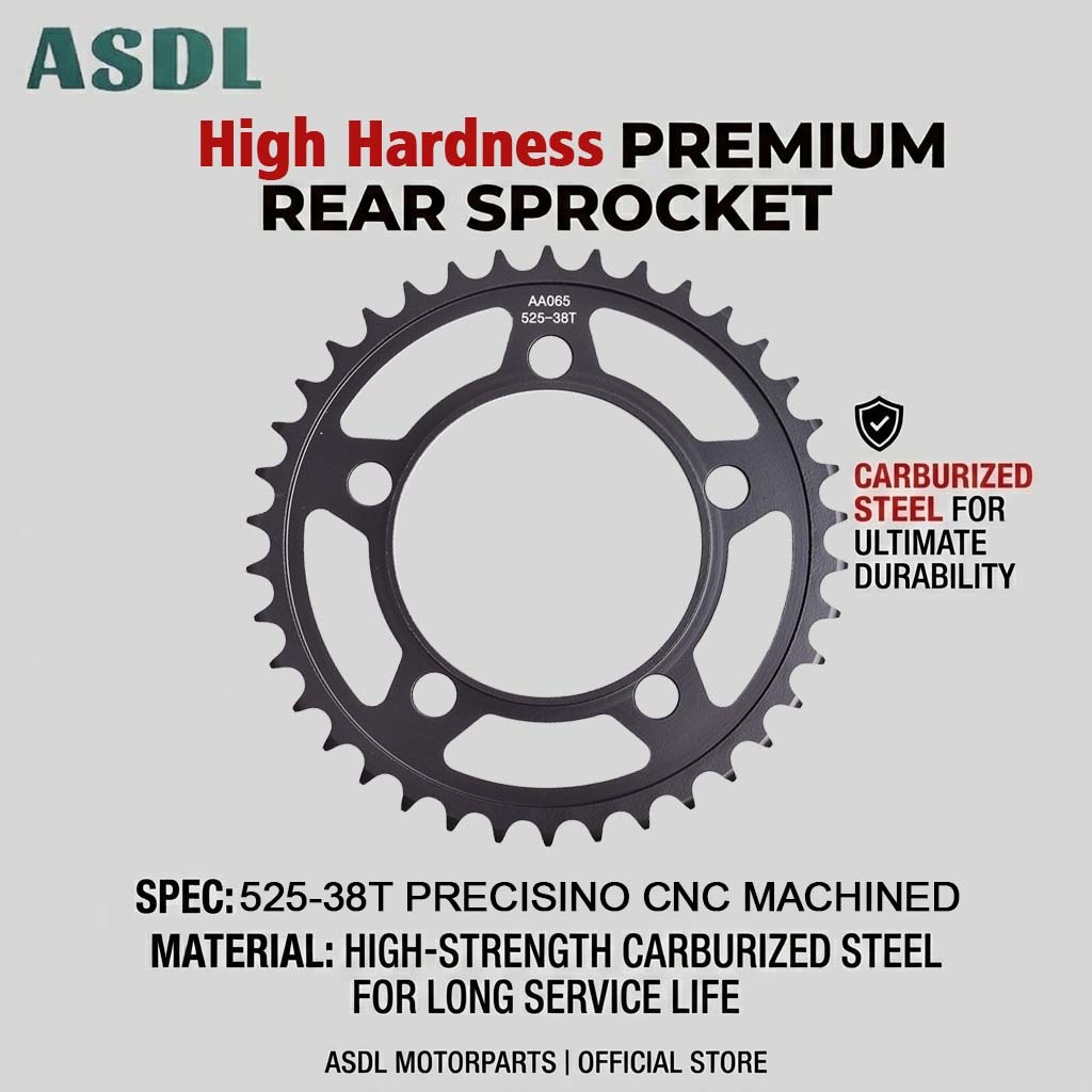 ASDL 525 38T Carburized Steel รถจักรยานยนต์เฟืองหลังเงียบสําหรับ KTM 990Superduke 1190RC8