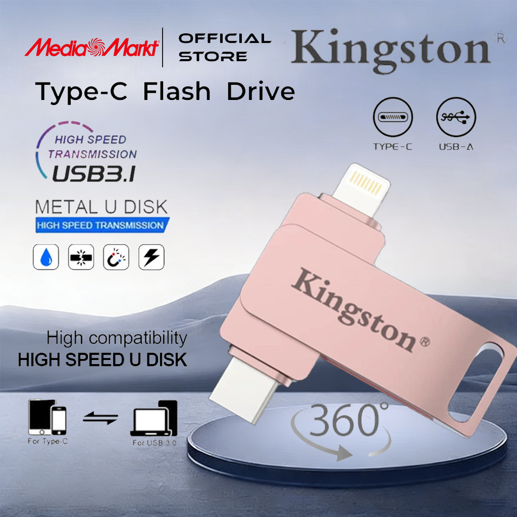 [รับประกัน10ปี] แฟลชไดรฟ์ U Disk Kingston 3in1 USB 3.2 OTG i/o/s flashdisk Pendrive สําหรับ iPhone อุปกรณ์จัดเก็บข้อมูล