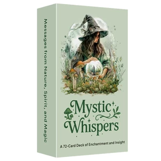 Mystic Whispers Oracle Deck การ์ดข้อความภาษาอังกฤษ 72 ใบ ลายสีน้ำ สำหรับอ่านรายวันและสมาธิ ดีไซน์ต้นฉบับ 12×7ซม.