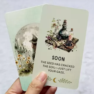 Mystic Whispers Oracle Deck การ์ดข้อความภาษาอังกฤษ 72 ใบ ลายสีน้ำ สำหรับอ่านรายวันและสมาธิ ดีไซน์ต้นฉบับ 12×7ซม.