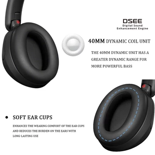 Sony WH-XB910N หูฟังไร้สายตัดเสียงรบกวน - EXTRA BASS, แบตเตอรี่ 30 ชั่วโมง, Bluetooth, ดีไซน์ครอบหู, หูฟังเกมมิ่งพร้อมไมโครโฟน - สีดำ/สีน้ำเงิน