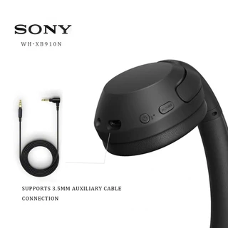 Sony WH-XB910N หูฟังไร้สายตัดเสียงรบกวน - EXTRA BASS, แบตเตอรี่ 30 ชั่วโมง, Bluetooth, ดีไซน์ครอบหู, หูฟังเกมมิ่งพร้อมไมโครโฟน - สีดำ/สีน้ำเงิน