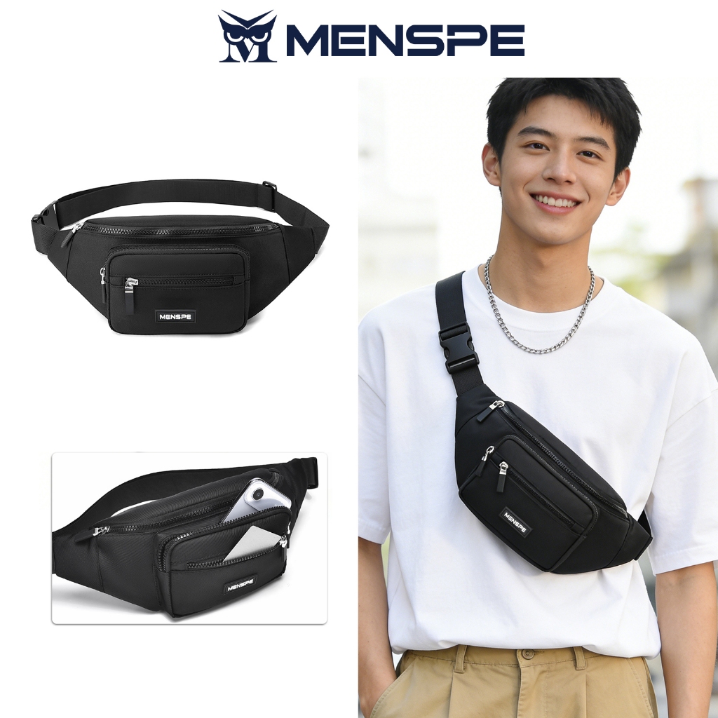 MENSPE กระเป๋าคาดเอวผู้ชาย แฟชั่น กันน้ำ จุได้มาก สำหรับกีฬาและวิ่งกลางแจ้ง