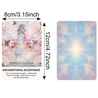 The Celestial Whisper Oracle Deck การ์ดข้อความภาษาอังกฤษ 50 ใบ ลายจักรวาลโทนอ่อน สำหรับอ่านรายวันและสมาธิ 12×8ซม. เหมาะสำหรับผู้เริ่มต้น