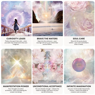 The Celestial Whisper Oracle Deck การ์ดข้อความภาษาอังกฤษ 50 ใบ ลายจักรวาลโทนอ่อน สำหรับอ่านรายวันและสมาธิ 12×8ซม. เหมาะสำหรับผู้เริ่มต้น