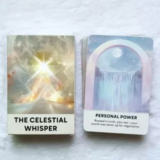 The Celestial Whisper Oracle Deck การ์ดข้อความภาษาอังกฤษ 50 ใบ ลายจักรวาลโทนอ่อน สำหรับอ่านรายวันและสมาธิ 12×8ซม. เหมาะสำหรับผู้เริ่มต้น