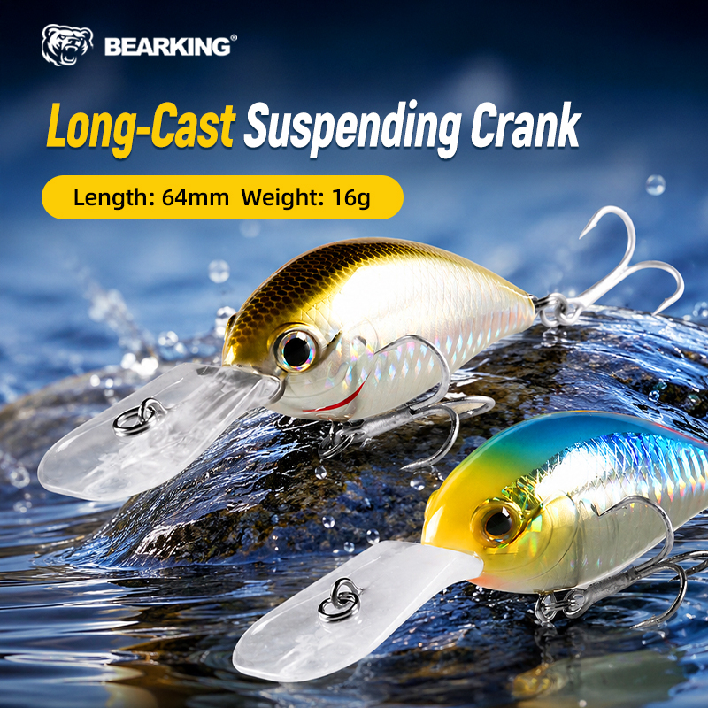 Bearking รุ่นร้อน ข้อเหวี่ยงล่อตกปลา A+ 64mm 16g 6 สี ให้เลือกดําน้ํา 2.5-3.2m. อุปกรณ์ตกปลาเหยื่อแข็ง