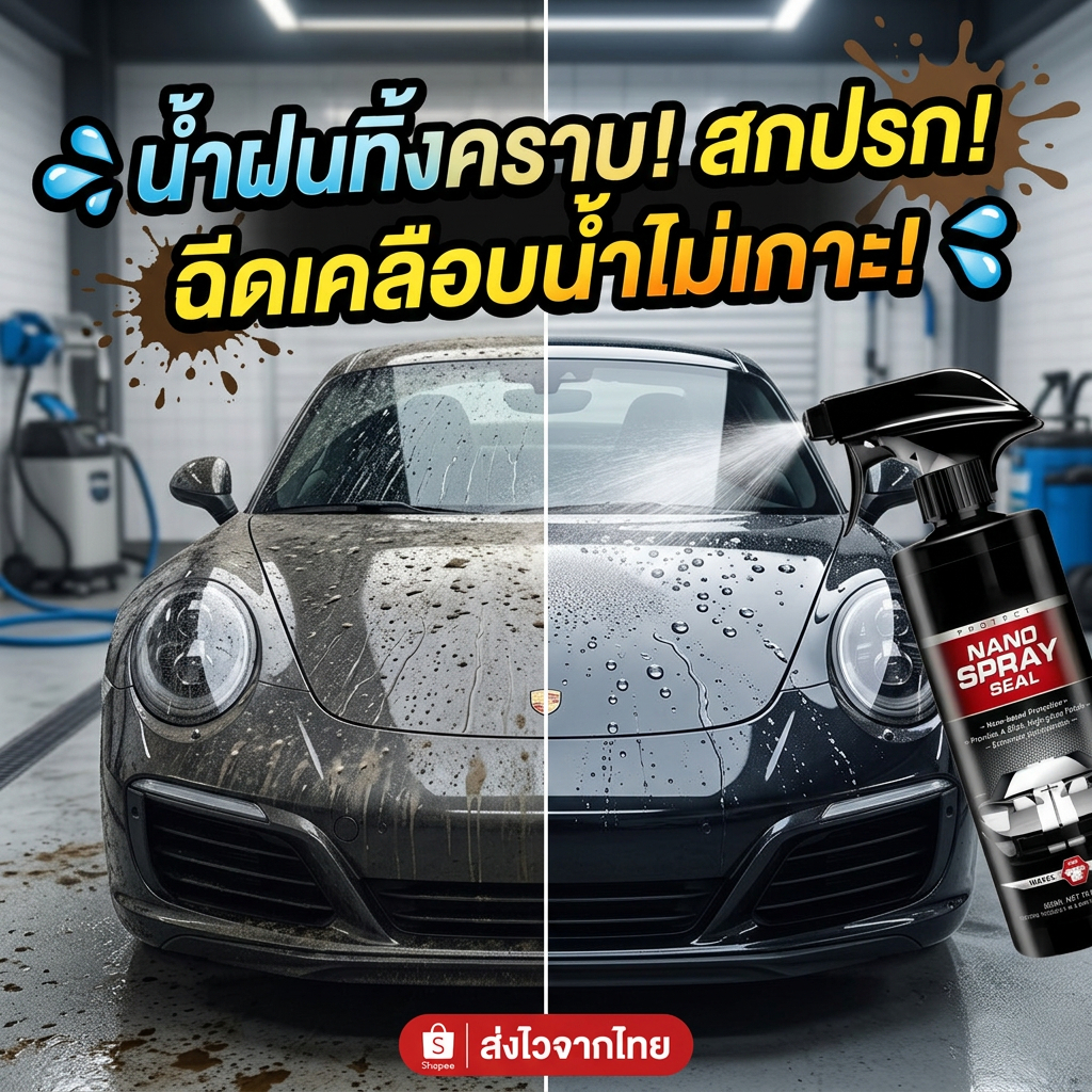 ✨ป้องกันน้ำได้สูงถึง 99.9%💧น้ำยาเคลือบแก้ว น้ำยาเคลือบเงารถยนต์ น้ำยาเคลือบรถ กันน้ำฝน น้ำไหลออกอัตโนมัติ ปกป้องรถ เงาเหมือนใหม่ 500ml