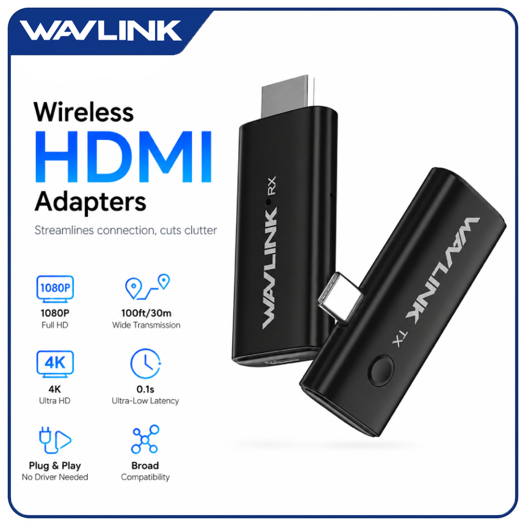 WAVLINK Wireless HDMI Extender 30M 1080P ตัวรับสัญญาณ HDMI สําหรับ MacBook แล็ปท็อปโปรเจคเตอร์ทีวี