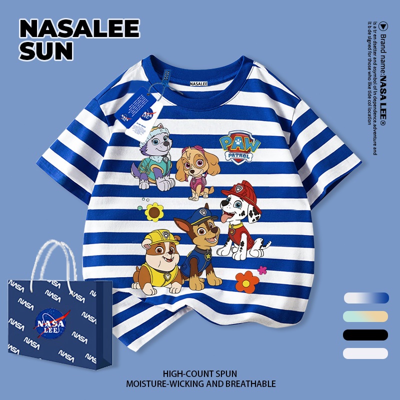 [จัดส่งในวันเดียวกัน] ผ้าฝ้ายเด็กสีดําสีขาวเสื้อยืดการ์ตูนสุนัขสนุกพิมพ์ฤดูร้อนเสื้อผ้าระบายอากาศแขนสั้นเหมาะสําหรับ 3-16ชายหญิง