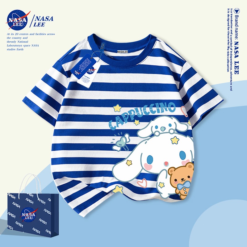 [ส่งจากกรุงเทพฯ] เสื้อยืดเด็กสีดำ NASA ลายคุโรมี่ คอกลม แขนสั้น ใส่สบาย แมทช์ง่าย สำหรับเด็กชายและเด็กหญิง