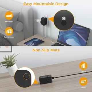 TESSAN ปลั๊กไฟพ่วงหัวแบนบาง พร้อม USB-A และ Type-C ปลอดภัย ทนทาน สำหรับบ้าน/ออฟฟิศ/หอพัก/เดินทาง