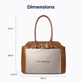 【14" 】MURIOKI กระเป๋าหนัง กระเป๋าสะพายข้างผู้หญิงกระเป๋าหนัง 14“Laptop Tote Bag เอกสาร ผู้หญิง , L1050 -Claire (38*28*12.5cm)