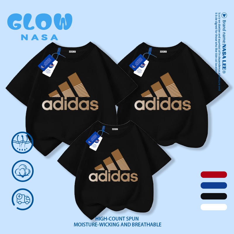 [ส่งจากกรุงเทพฯ] เสื้อคู่แม่ลูก NASA สีดำ คอกลม แขนสั้น ลาย IP สไตล์อเมริกัน แมทช์ง่าย ใส่ลำลอง สำหรับครอบครัว 3 คน