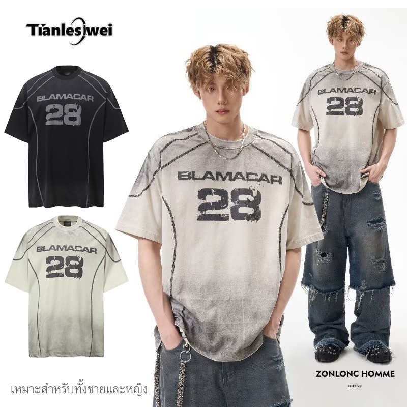 TIANLESIWEI เสื้อยืดแขนสั้นหลวมผู้ชายฤดูร้อนเสื้อลําลอง