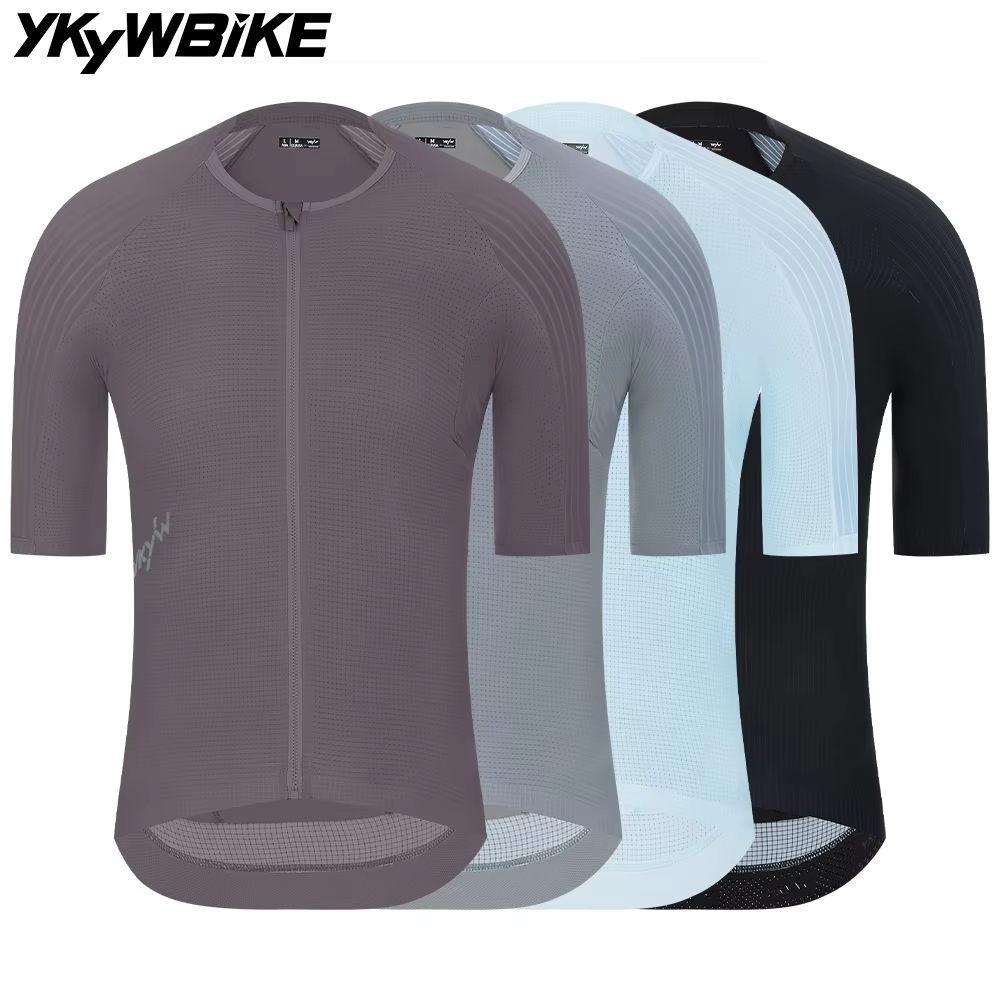 YKYWBIKE 2026 เสื้อปั่นจักรยานฤดูร้อนผู้ชาย ลายทาง Aerodynamic Pro MTB มี 4 กระเป๋า