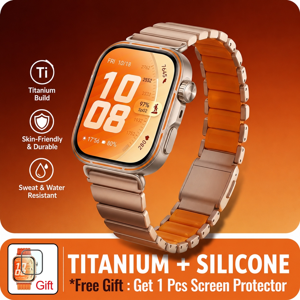 ไทเทเนียมซิลิโคนสําหรับ Huawei นาฬิกา Fit 5 Pro Watchband Strength โลหะผสมโลหะซิลิโคนคอมโพสิตสําหรับ Huawei นาฬิกา Fit5 Fit4 Fit3 เปลี่ยนวงพร้อมกล่องบรรจุ