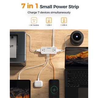TESSAN ปลั๊กไฟพ่วง USB+Type-C หัวแบนบาง ปลั๊กอเนกประสงค์ มีมอก. แท้ สำหรับเดินทาง ทนทาน