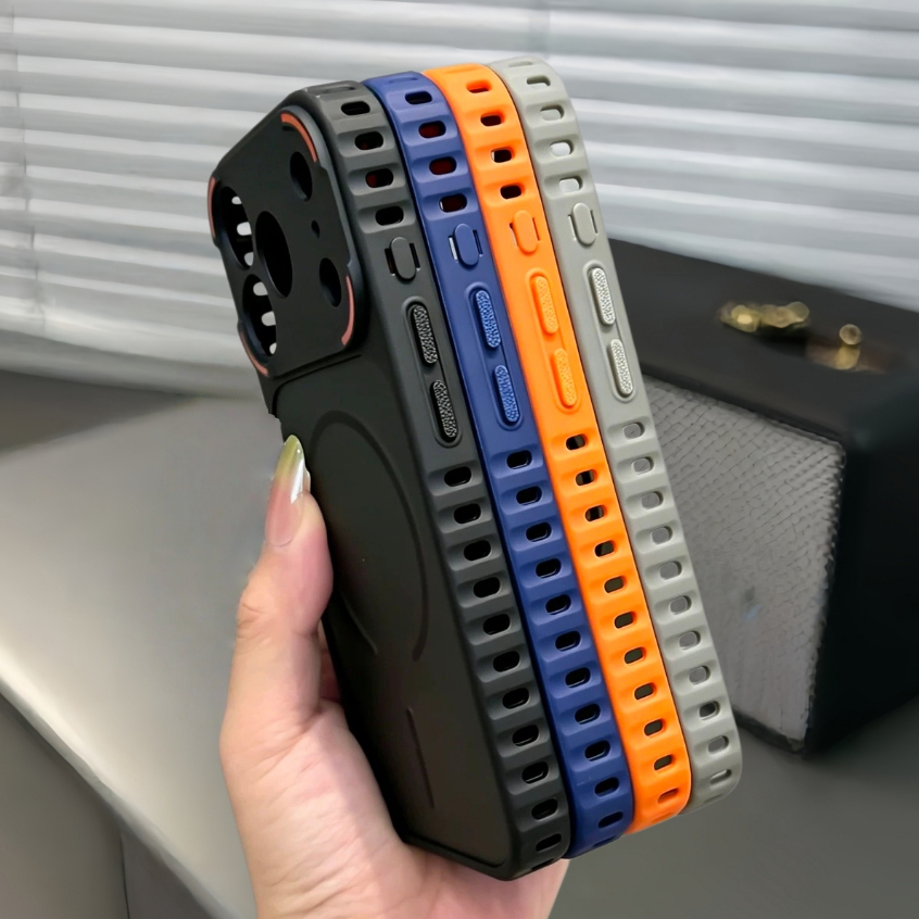 【Two-in-one/Large Window/cooling/Matte acrylic hard case/Blue】เคส compatible for iPhone 11 12 13 14 15 16 17 pro max case
