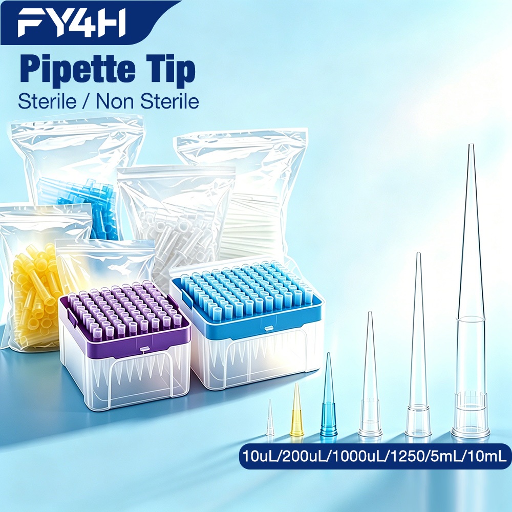 FY4H หัวปิเปต Pipette Tips ทิปปิเปต 10uL 200uL 1000uL 5mL 10mL ผ่านฆ่าเชื้อ ไม่ผ่านฆ่าเชื้อ Universal Fit สำหรับการจัดการของเหลวในห้องปฏิบัติการ