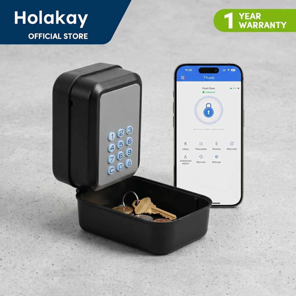 สมาร์ทล็อคกล่องขนาดใหญ่ Key Lockbox TTLock APP ควบคุม, บลูทูธและ Passcode ปลดล็อค Wall Mount ล็อคกล่องสําหรับ Airbnb Home Realtor Office