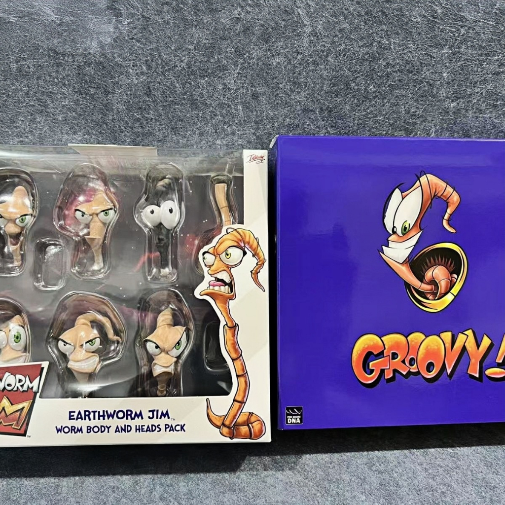 พร้อมส่ง! อะไหล่ฟิกเกอร์ Earthworm Jim Premium DNA 6 หัวเปลี่ยน+ตัวหนอนเคลื่อนไหวได้ Worm Body and Heads Pack ของสะสมเกมคลาสสิก ลิขสิทธิ์แท้ คุณภาพสูง รายละเอียดละเอียดอ่อน ของขวัญสุดเท่สำหรับแฟนเกมยุค90