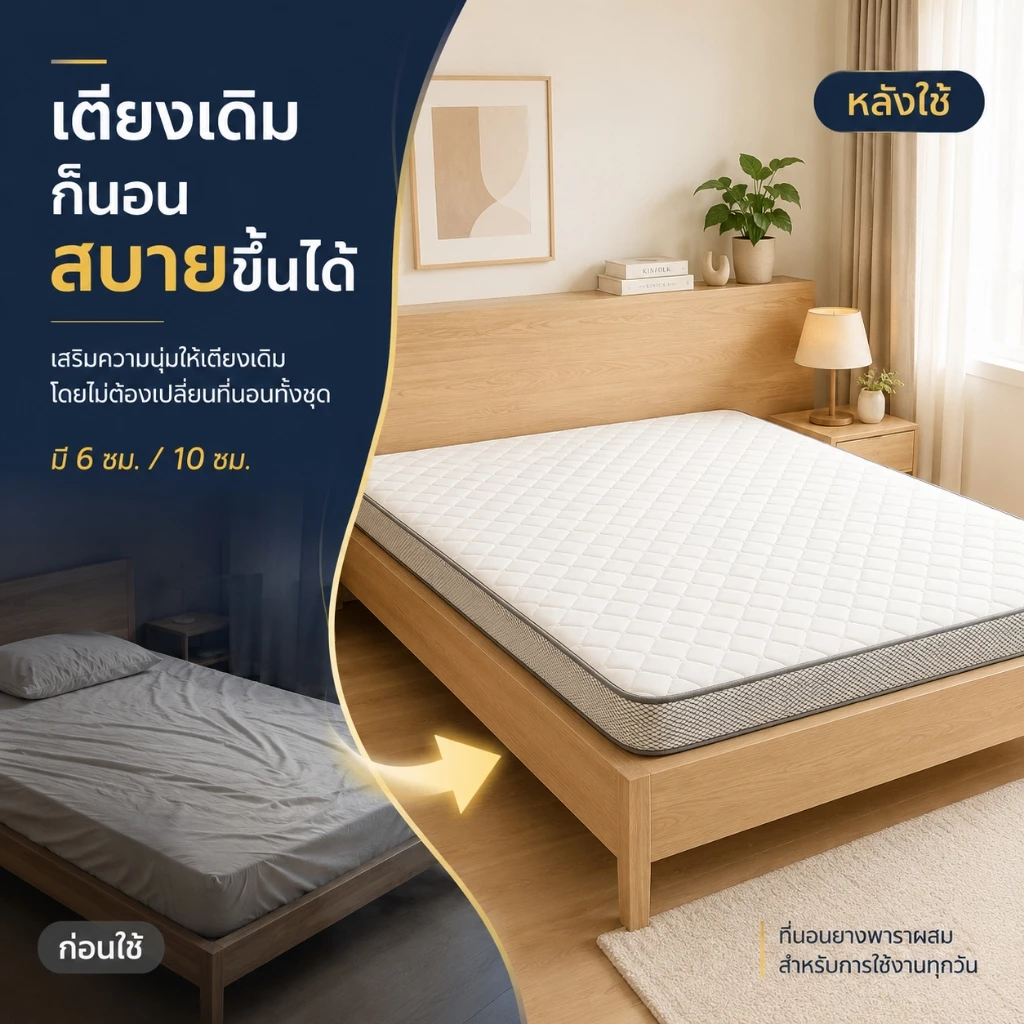 BlueWhite ที่นอนยางพารา รองรับสรีระ ลดอาการปวดหลัง 3/4/5/6 ฟุต thumbnail 3