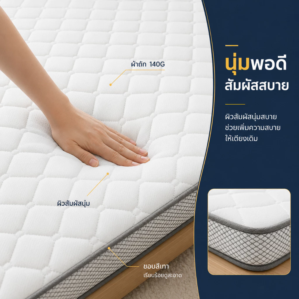 BlueWhite ที่นอนยางพารา รองรับสรีระ ลดอาการปวดหลัง 3/4/5/6 ฟุต thumbnail 4