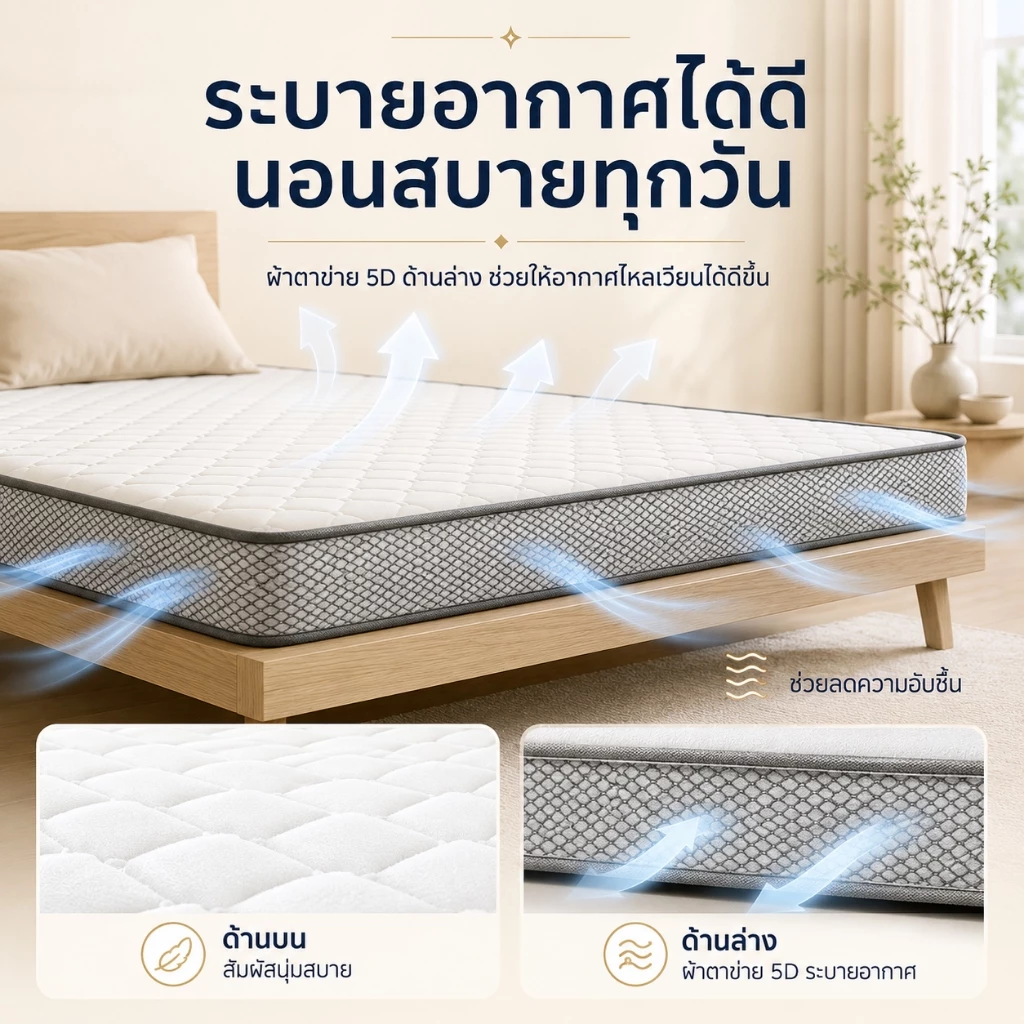 BlueWhite ที่นอนยางพารา รองรับสรีระ ลดอาการปวดหลัง 3/4/5/6 ฟุต thumbnail 8