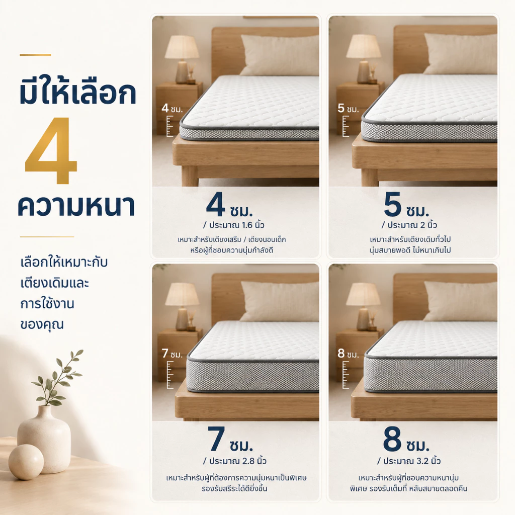 BlueWhite ที่นอนยางพารา รองรับสรีระ ลดอาการปวดหลัง 3/4/5/6 ฟุต thumbnail 9