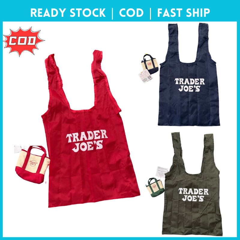 [มีเก็บเงินปลายทาง] ✨ กระเป๋าจิ๋ว Trader Joe's Micro Tote ด้านในมีถุงผ้าพับได้ พวงกุญแจห้อยกระเป๋าสุดฮิต