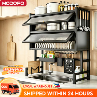 Thicken Dish Rack Organizer MODOFO Kitchen Carbon Steel Double-layer Sink Storage Rack 105cm