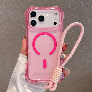 เคสโทรศัพท์ชาร์จไร้สายแม่เหล็กสุดหรู 3 in 1 สีรุ้งใสเข้ากันได้กับ iPhone 17 16 15 14 13 12 11 Pro Max Air Plus เคสกันกระแทกใสพร้อมถุงลมนิรภัย ปกป้องตัวเครื่องและเพิ่มความสวยงาม