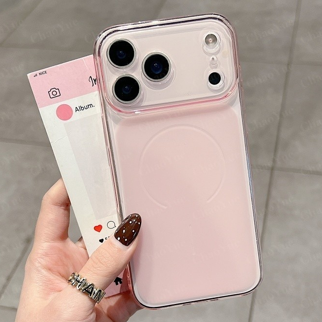 Matte Clear Ultra Thin Circle มุมมองขนาดใหญ่หน้าต่างทันทีเปิดเคสแม่เหล็กเหมาะสําหรับ IPhone 11 12 13 14 15 16 17 Pro Max Plus กันกระแทกเคส TPU ฝาหลัง