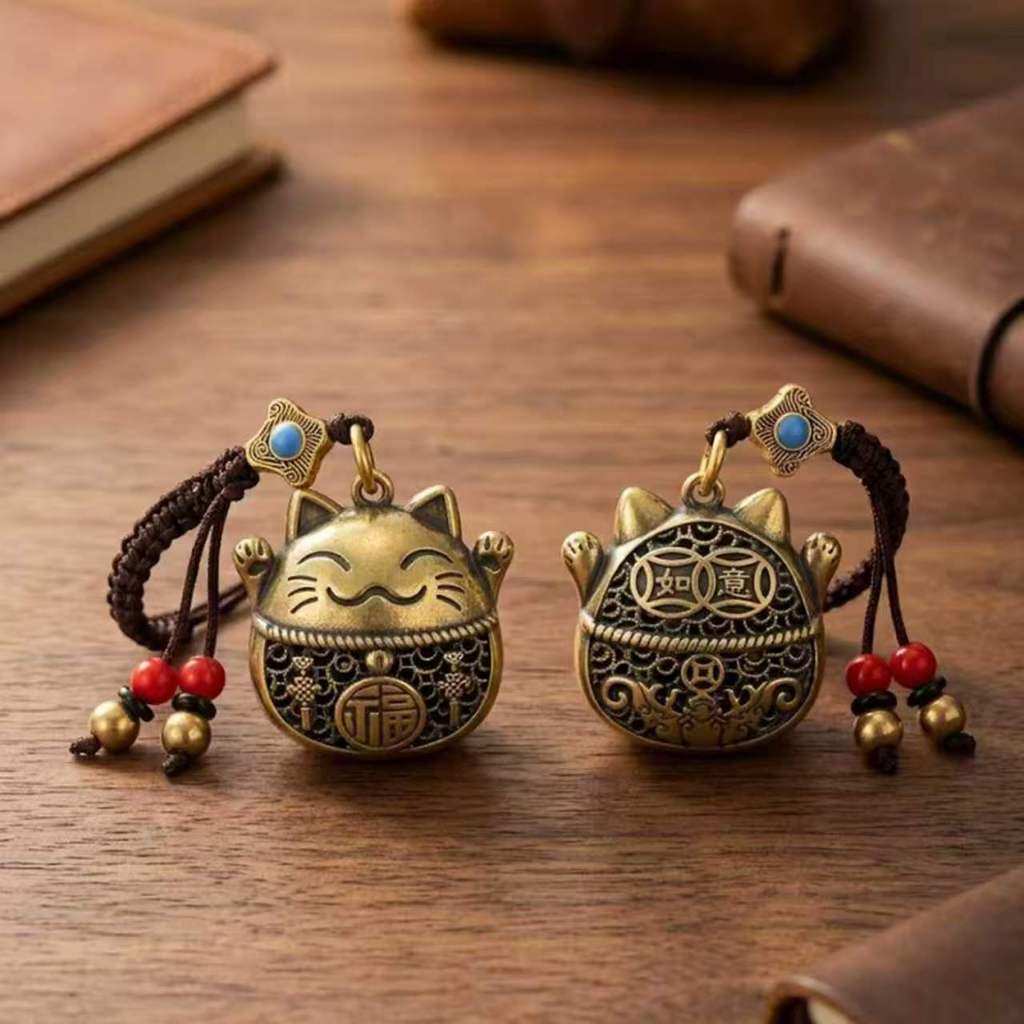 ชนิดของ Lucky Cat Shape ทองเหลือง Key Chain จี้จี้สร้างสรรค์