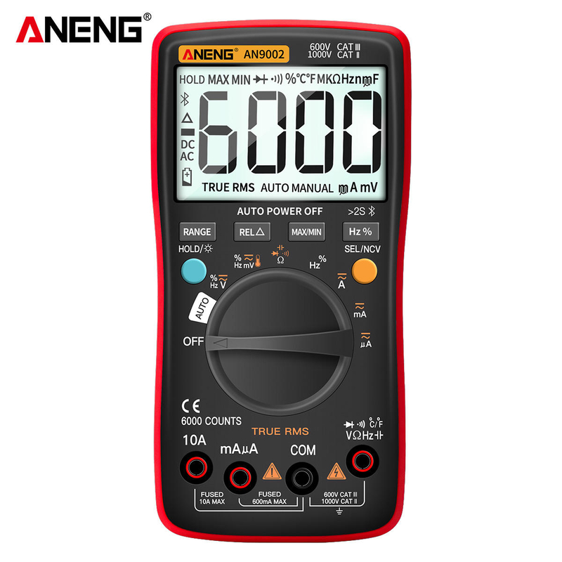 ANENG AN-A9002 สมาร์ทมัลติมิเตอร์ APP การเชื่อมต่อ AC/DC แรงดันไฟฟ้าปัจจุบันเครื่องทดสอบ Auto-Range 