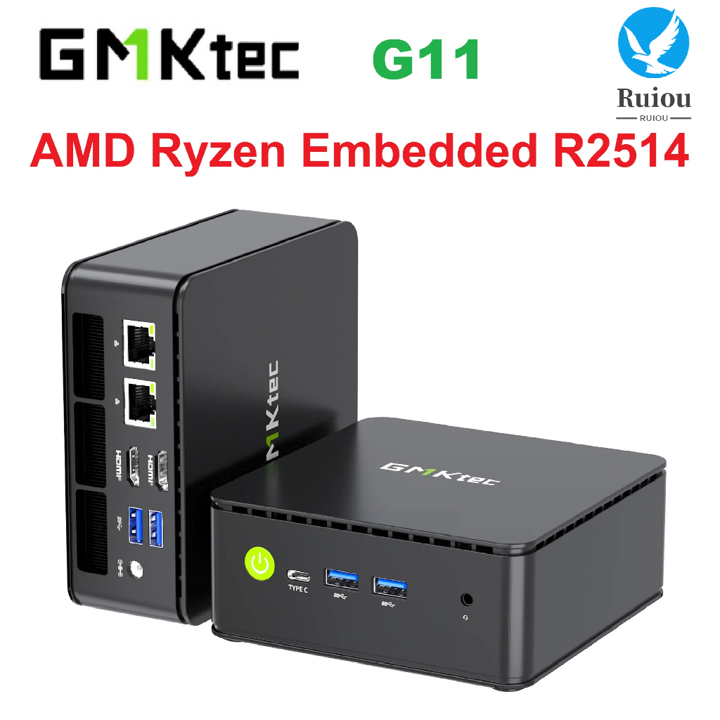 GMKtec G11 AMD Ryzen ฝัง R2514 Mini PC 2*DDR4 RAM 2 * PCIe M.2 SSD สํานักงานธุรกิจเดสก์ท็อปส่วนบุคคล