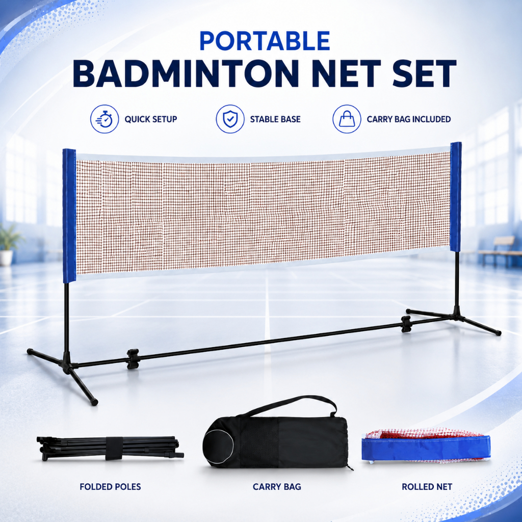 Badminton Nets 3.1/4.1m, วอลเลย์บอลและเทนนิสแบบปรับได้ - ชุดเล่นกลางแจ้งแบบ All-in-One