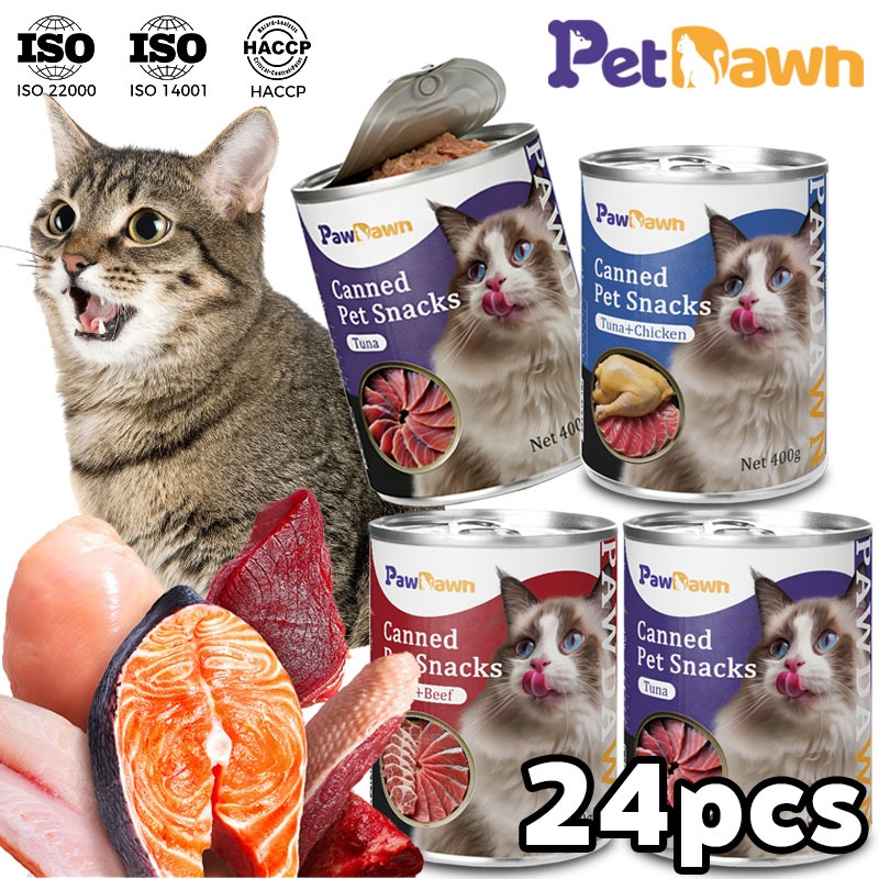 [ยกลัง 12/24/36 กระป๋อง] อาหารเปียกแมว อาหารแมว Grain Free โปรตีนสูง 400g เนื้อเน้นๆ ทำจากเนื้อปลาแท้