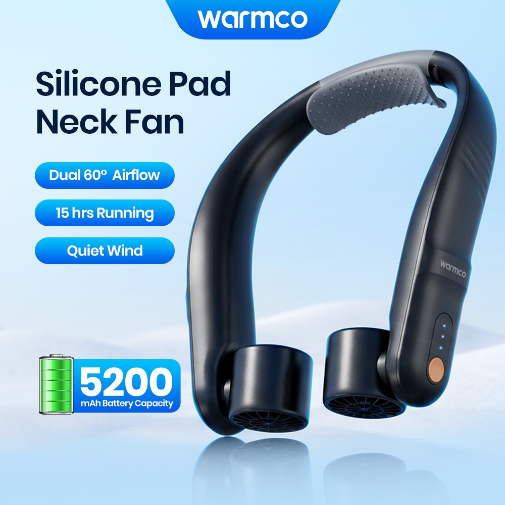 พัดลมคอแบบชาร์จไฟได้ 5200mAh สวมใส่แฮนด์ฟรี 3 ระดับลม เย็นแรง สําหรับเดินทางกลางแจ้ง สํานักงาน